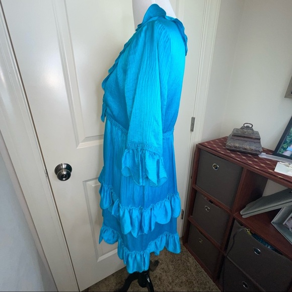 Vintage Betsey Johnson Blue Silk Blend Ruffle Tiered Dress Baby Doll - Picture 7 of 17